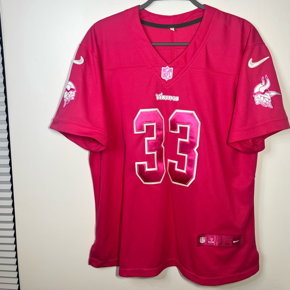 Nike NFL Minnesota Vikings pink jersey 33 Breast Cancer Awareness